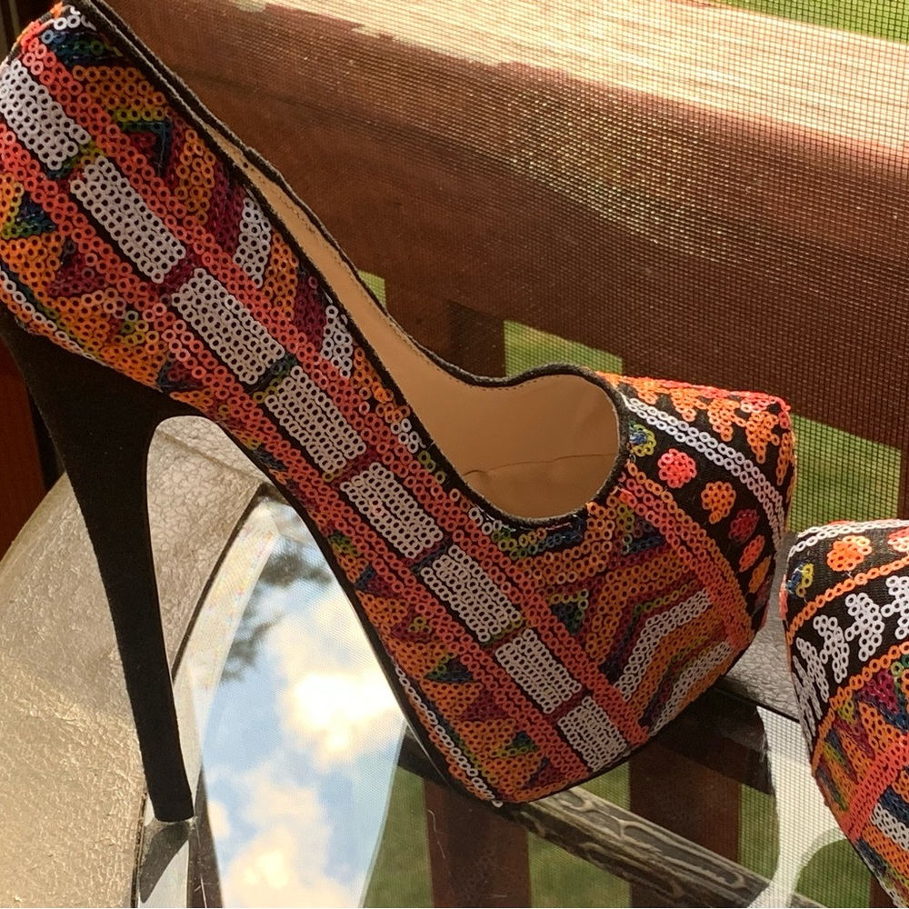 Multicolored Sequence Platform Stilettos - image 3